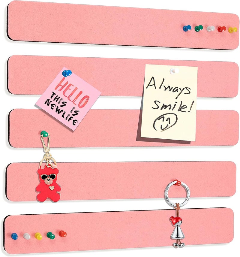 Arlasuo Felt Pin Board Bar Strips Bulletin Board for Bedrooms Offices Home Wall Decoration, Notice Board Self Adhesive Cork Board with 35 Push Pins for Paste Notes, Photos, Schedules - Image 1